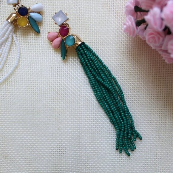 I.n.c.Gold-Tone Stone & Beaded Fringe Drop Earring - Picture 4 of 6